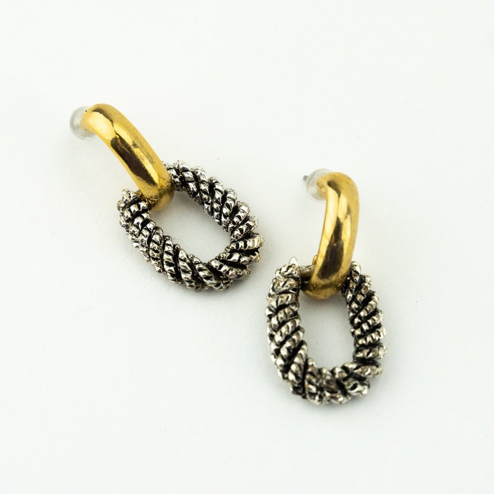 Metal Chain Loop Post Earrings, Chunky, Classic